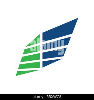 Panneau d'aile d'affaires bloc bleu vert symbole vecteur modèle de conception de logo graphique Illustration de Vecteur