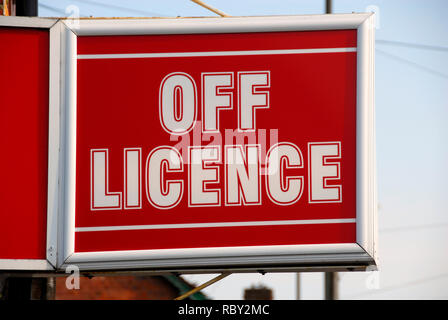 Inscrivez-vous à l'extérieur de l'atelier : "OFF LICENCE". Banque D'Images