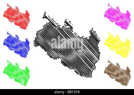 Rangpur Division (divisions administratives du Bangladesh) map vector illustration, scribble sketch carte de Rangpur Illustration de Vecteur