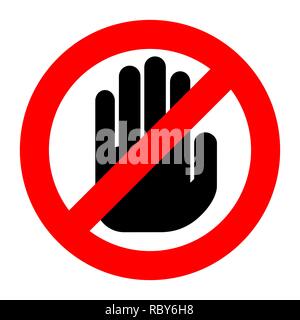 L'art du papier de la main d'arrêt rouge isolé. Vector illustration. Panneau d'arrêt est découpé dans du papier. Illustration de Vecteur