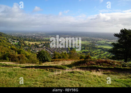 Vue sur le Worcestershire villes et campagne depuis les collines de Malvern, worcestershire, Royaume-Uni Banque D'Images