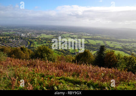 Vue sur le Worcestershire villes et campagne depuis les collines de Malvern, worcestershire, Royaume-Uni Banque D'Images