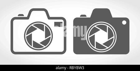 Ensemble d'icônes de caméra photo grise modèle plat. Vector illustration. Les icônes d'appareil photo, isolé sur fond blanc. Illustration de Vecteur