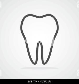 L'icône de la dent dans le style. Vector illustration. Dent gris contour, isolé. Illustration de Vecteur