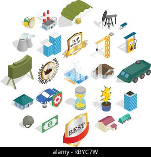 Business hall icons set, style isométrique Illustration de Vecteur