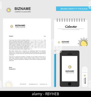 En-tête de l'entreprise Sun, Calendrier 2019 et Mobile app design modèle vectoriel Illustration de Vecteur