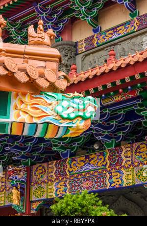 Tête de serpent sculpté détail détail le monastère Po Lin, Lantau Island, Hong Kong Banque D'Images