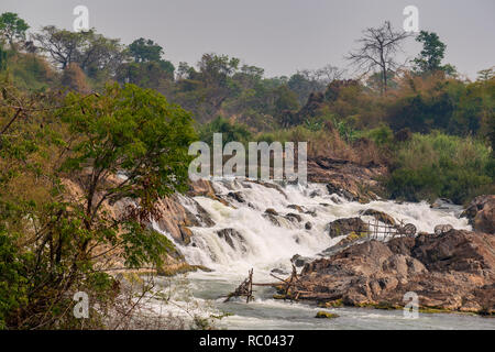 Li Phi Falls, chutes d'eau du Mékong, le Laos complexes Banque D'Images