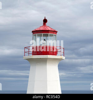 Le phare du cap Gaspé (phare de Cap-Gaspé) à Cap Gaspé dans le parc national de Forillon en Gaspésie au Québec, Canada. Banque D'Images