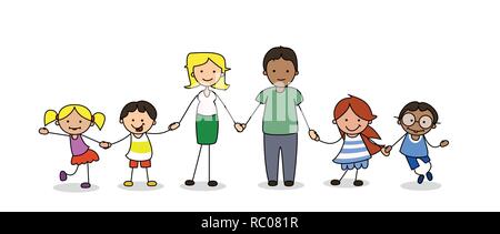 Family, enfants et parents illustration Banque D'Images