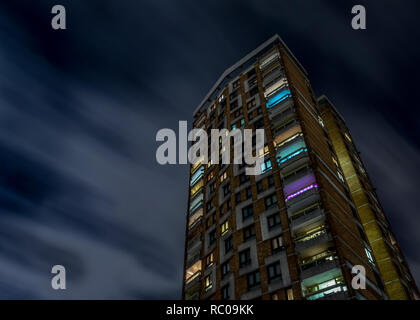 Sivill House dans la nuit dans la partie centrale de Londres. Belle architecture et de belles lumières la nuit ; Banque D'Images