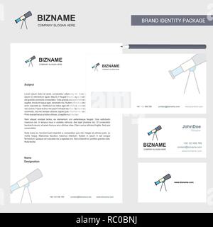 En-tête d'enveloppe, télescope et modèle vecteur de conception Carte de visite Illustration de Vecteur