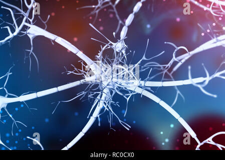 3d illustration d'un neurone numérique et réseaux de neurones. Le concept de l'intelligence artificielle Banque D'Images