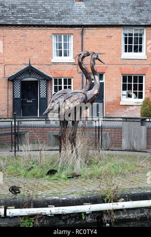 La sculpture à l'Welshpool Museum,bassin du Canal, Welshpool Powys, Banque D'Images