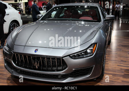 Maserati Ghibli montré au New York International Auto Show 2018, au Jacob Javits Center. C'était le premier jour de l'aperçu de la presse NYIAS Banque D'Images