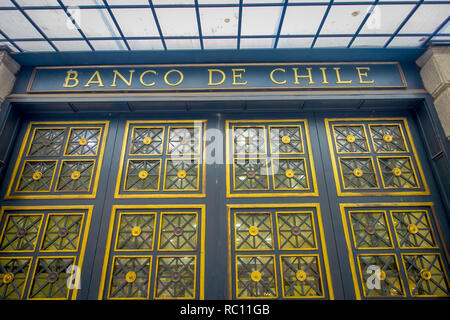 SANTIAGO, CHILI - 16 octobre 2018 : Banque du Chili à Santiago du Chili du bâtiment Banque D'Images