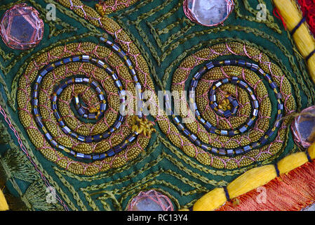 Patchwork indien détail, l'artisanat traditionnel fait main. tissus décoratifs. Banque D'Images