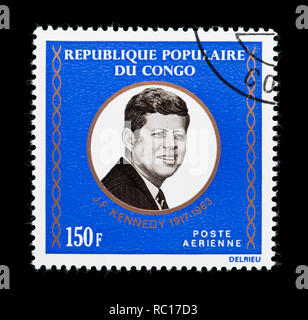 Timbre-poste de la République populaire du Congo représentant John F. Kennedy Banque D'Images
