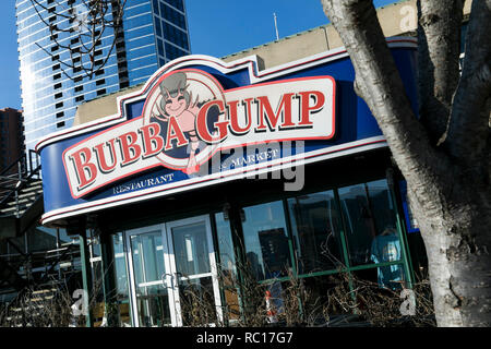 Un logo affiche à l'extérieur d'un Bubba Gump Shrimp Company restaurant lieu à Baltimore, Maryland le 11 janvier 2019. Banque D'Images