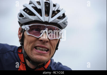 Cycloparc PPJ, Gravesend, Kent, UK, 12 janvier 2019. Mens vétéran 40-49 course sur le premier jour de l'ensemble HSBC UK Cyclo-Cross championnats. © David Partridge/Alamy Live News Banque D'Images