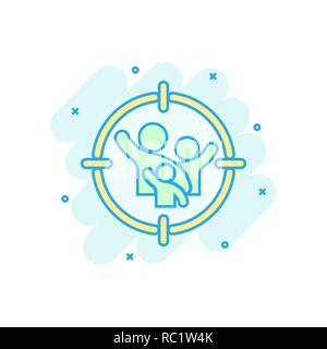 Public cible l'icône dans le style comique. Mettre l'accent sur les gens vector cartoon illustration pictogramme. Concept opérationnel des ressources humaines pour l'effet splash. Illustration de Vecteur