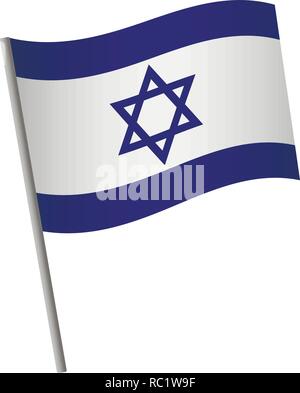 L'icône du drapeau d'Israël. Drapeau national d'Israël sur un poteau, vector illustration. Illustration de Vecteur