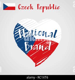 Drapeau vecteur coeur de République tchèque, de marque nationale. Illustration de Vecteur