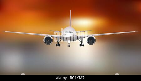 Coucher de soleil spectaculaire en avion light vector illustration Illustration de Vecteur