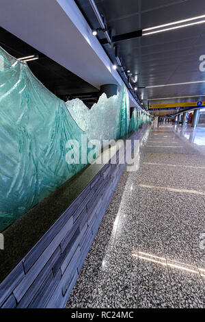 Installation d'art public à la nouvelle l'Aéroport International de Calgary (YYC) niveau arrivée Banque D'Images