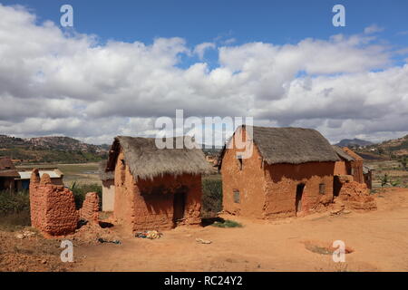 Village Betsileo dans hautes terres centrales de Madagascar, près de Fianarantsoa Banque D'Images