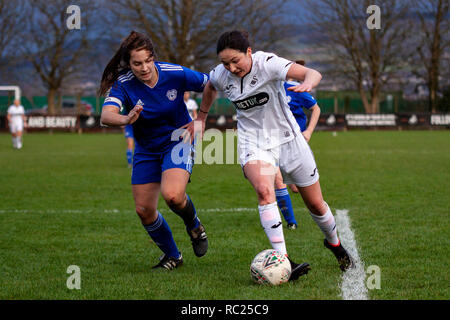 Swansea City Chers Cardiff City hôte Femmes dans le Women's Welsh Premier League à Llandarcy Academy of Sport. Lewis Mitchell/YCPD. Banque D'Images