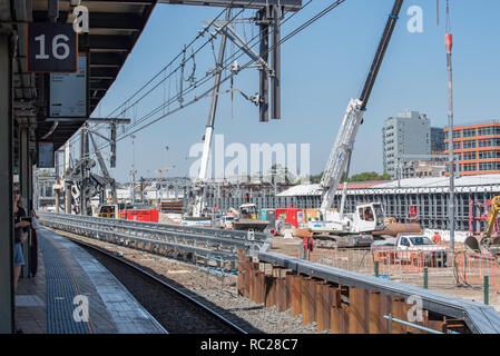 Janvier 2019 : travaux de la Terre et de la construction à la gare centrale de Sydney en vue de la nouvelle ligne ferroviaire du nord ouest de Sydney Banque D'Images