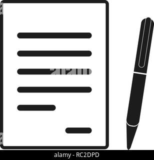 La signature de l'icône du contrat. Un rapport, une lettre, une volonté. Traiter concept. Peut être utilisé pour des sujets comme le commerce, l'éducation, de la correspondance Illustration de Vecteur