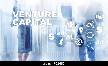 Venture Capital sur un écran virtuel. Le commerce, la technologie, Internet et réseau concept. Résumé fond. Banque D'Images