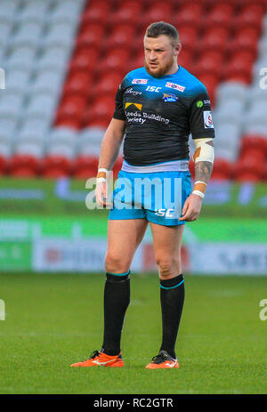 13 janvier 2019, Stade Keepmoat, Doncaster, Angleterre ; Betfred Rugby League match d'échauffement, Kyle Keswick testimonial, Doncaster RLFC vs Leeds Rhinos ; Brad Singleton de Leeds Rhinos Crédit : Craig Milner/News Images Banque D'Images