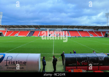 13 janvier 2019, Stade Keepmoat, Doncaster, Angleterre ; Betfred Rugby League match d'échauffement, Doncaster RLFC vs Leeds Rhinos ; stade Keepmoat avant de Doncaster RFL vs Leeds Rhinos Crédit : Craig Milner/News Images Banque D'Images