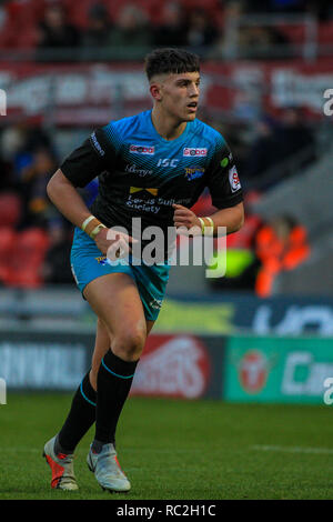 13 janvier 2019, Stade Keepmoat, Doncaster, Angleterre ; Betfred Rugby League match d'échauffement, Kyle Keswick testimonial, Doncaster RLFC vs Leeds Rhinos ; Owen de Fontaine de Leeds Rhinos Crédit : Craig Milner/News Images Banque D'Images