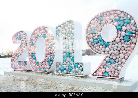 Nombre Nouveau Année 2019. Monument populaire, la couleur d'hiver photo Banque D'Images