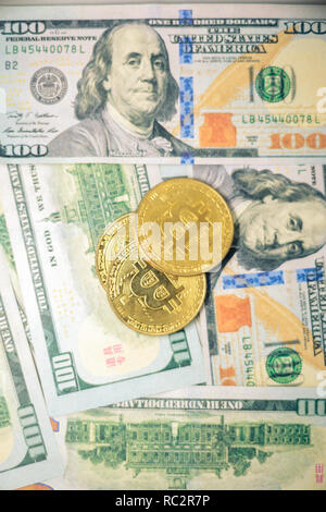 Valeur de la monnaie virtuelle bitcoin et Banque D'Images