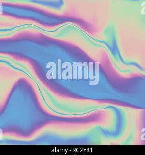 La texture réelle holographique en bleu rose vert avec des rayures de couleurs et d'irrégularités. Couleur aluminium froissé holographique. Arc-en-ciel holographique aluminium abstra Illustration de Vecteur