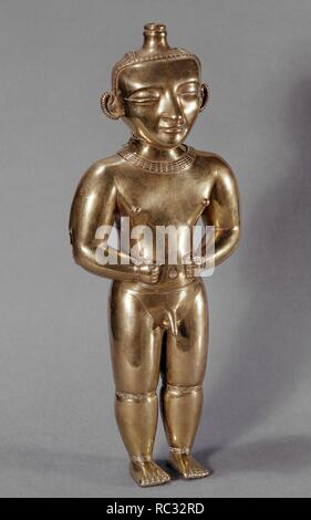 TESORO DE LOS QUIMBAYAS - FIGURA MASCULINE DE ORO - Colombie - 200-1000 DC. Lieu : MUSÉE DE L'AMÉRIQUE - COLECCION. MADRID. L'ESPAGNE. Banque D'Images