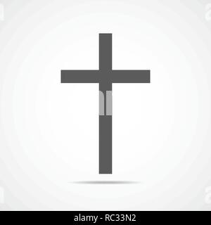 Icône Gris croix chrétienne. Croix chrétienne simple sur fond clair. Vector illustration. Illustration de Vecteur
