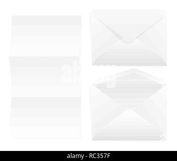 Papier enveloppe rectangulaire blanc. Papier pour l'écriture. Place pour le texte. Copier l'espace. Illustration de Vecteur