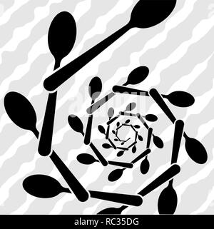 Logo de la société ou un signe sur le thème de la coutellerie. Rendez-vous pour un restaurant ou un café menu. Noir et blanc. Illustration de Vecteur