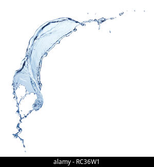 Pure Blue Water Splash isolé sur fond blanc Banque D'Images