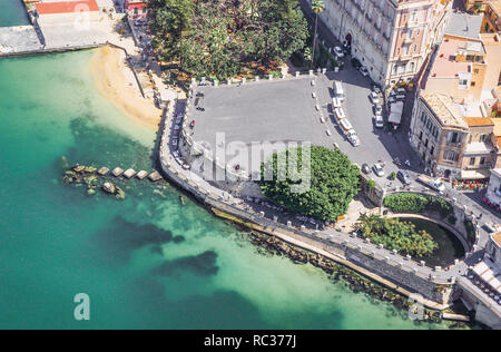 Vue aérienne de la source d'Arethusa à Syracuse Banque D'Images