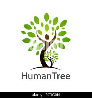 Arbre généalogique humain concept logo design. Modèle de graphique vectoriel de l'élément symbole Illustration de Vecteur