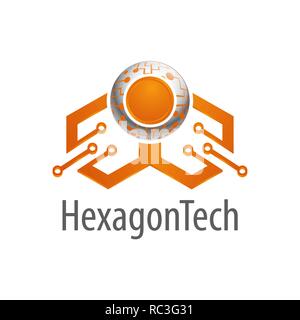 Logo de la technologie hexagonale concept design. Modèle de graphique vectoriel de l'élément symbole Illustration de Vecteur