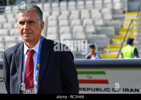 Abu Dhabi, Emirats Arabes Unis. Credit : MATSUO. Jan 12, 2019. Carlos Queiroz (IRN) Football/soccer : AFC Asian Cup 2019 ÉMIRATS ARABES UNIS, Groupe F match entre le Vietnam - République Islamique d'Iran à Al Nahyan Stadium à Abu Dhabi, Emirats Arabes Unis. Credit : MATSUO .K/AFLO SPORT/Alamy Live News Banque D'Images