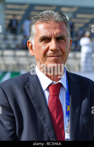Abu Dhabi, Emirats Arabes Unis. Credit : MATSUO. Jan 12, 2019. Carlos Queiroz (IRN) Football/soccer : AFC Asian Cup 2019 ÉMIRATS ARABES UNIS, Groupe F match entre le Vietnam - République Islamique d'Iran à Al Nahyan Stadium à Abu Dhabi, Emirats Arabes Unis. Credit : MATSUO .K/AFLO SPORT/Alamy Live News Banque D'Images